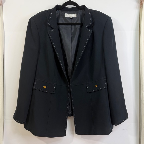 Tahari Arthur S. Levine Jackets & Blazers - TAHARI ASL Black Blazer Jacket Womens 24W 3X‎ White Stitch NWOT